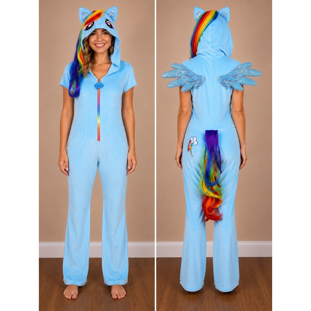My Little Pony Rainbow Dash Jumpsuit Women S Blue Costume Wings Tail Halloween